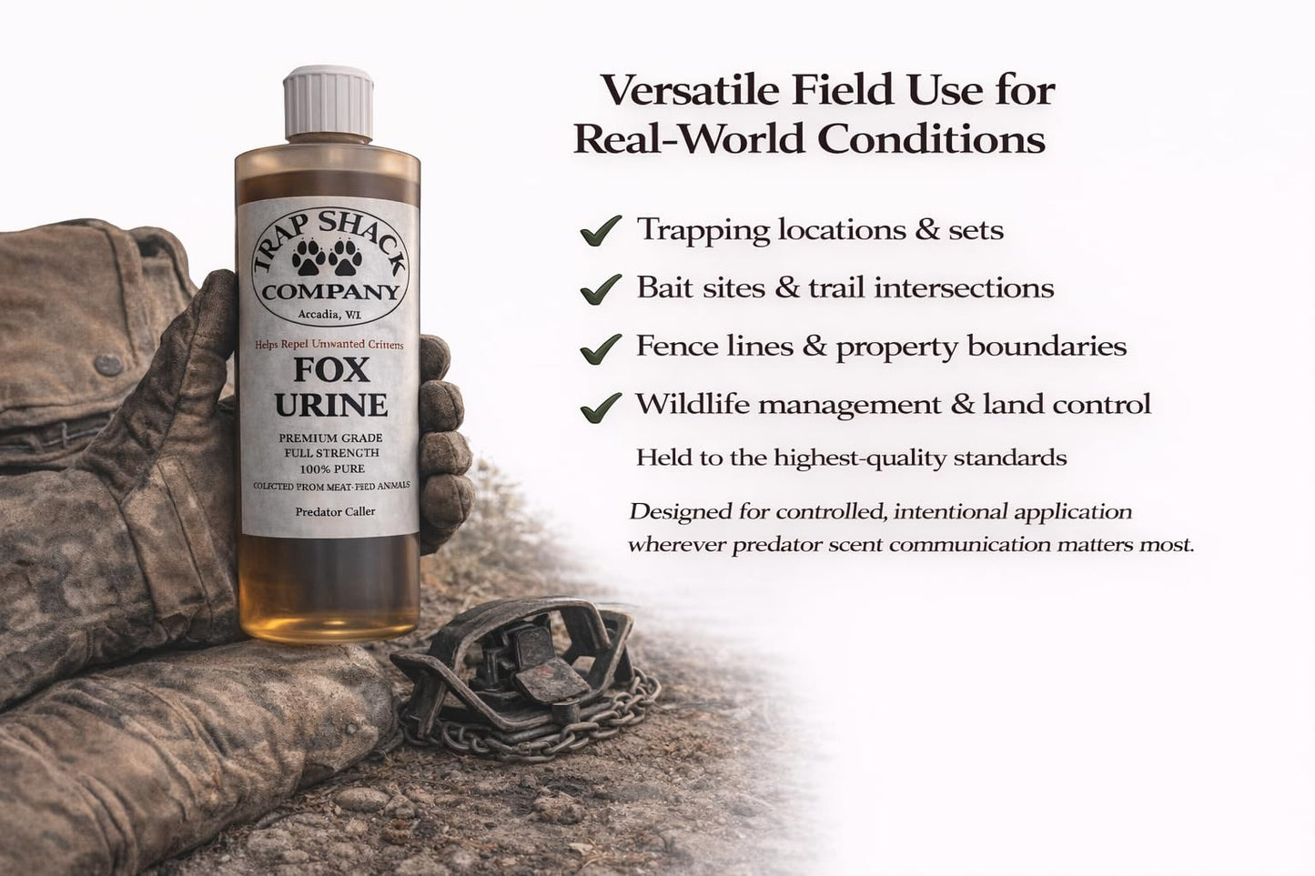 Fox Urine Trap Shack Pure 100% Red Fox Urine American Owned and Operated 16 oz Uncut Full Strength Protect Your Garden with Real Predator Urine Easy to Use Squeeze Bottle