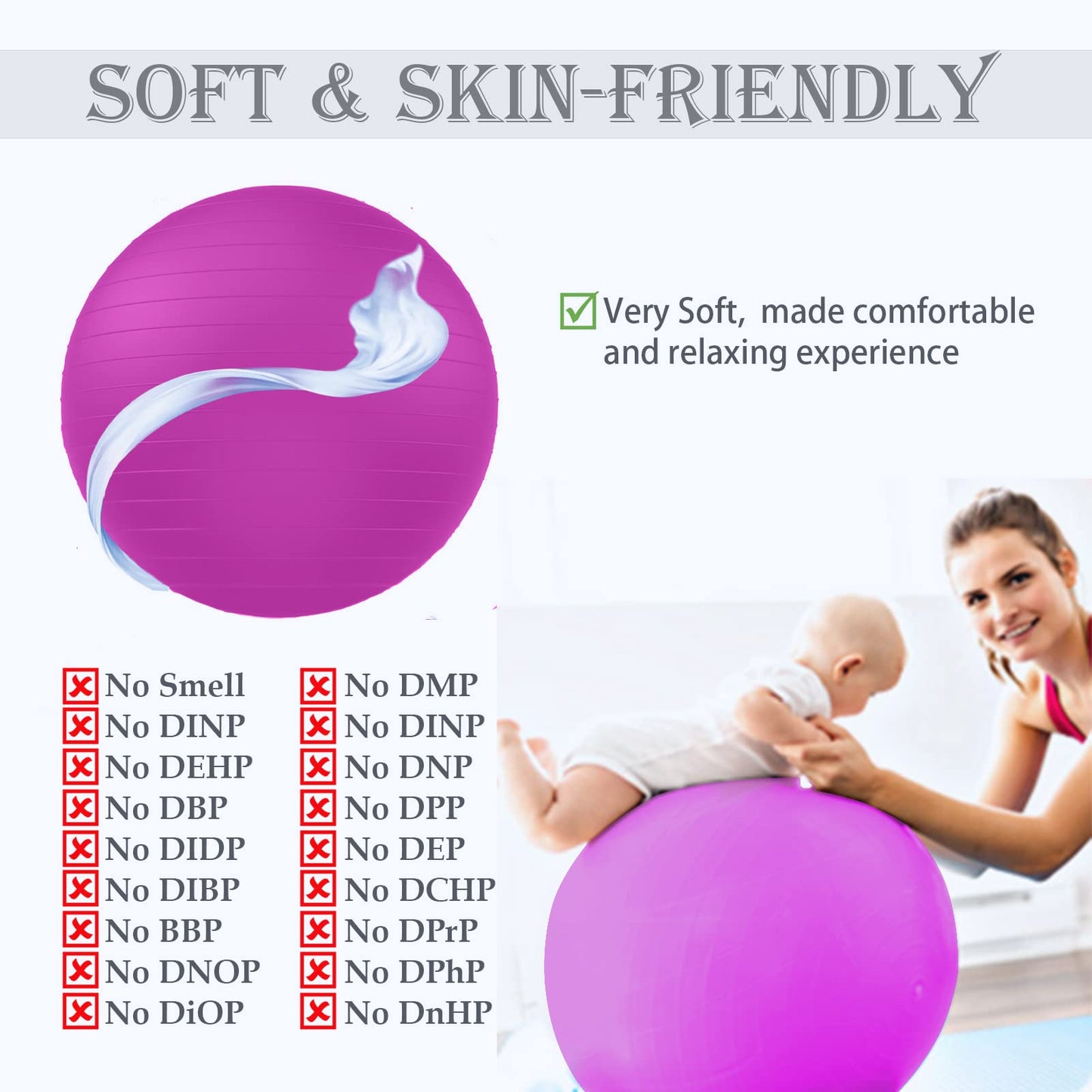 Soft Exercise Ball, Yoga Pregnancy Ball Chair, Pilates Equipment with Pump