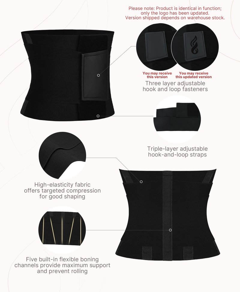 FeelinGirl Waist Cincher Tainer Workout Corset Shaper Tummy Slimmer Plus Size Belly Band for Women Black XL