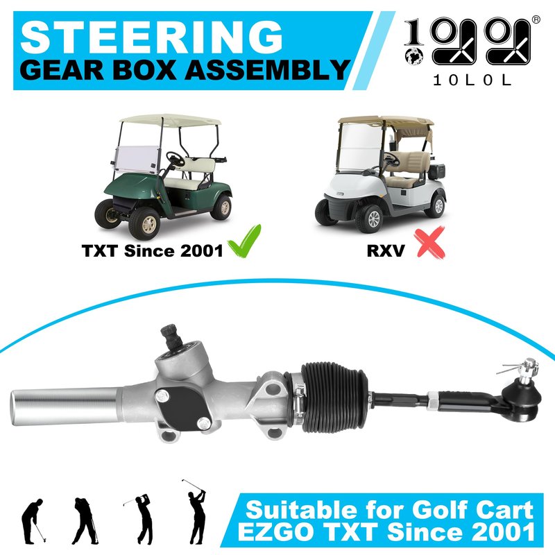 9.99WORLD MALL Steering Rack, Golf Cart Steering Gear Box Assembly for EZGO TXT (2001-UP) Gas/Electric, Replaced Part 70964G01, 70964-G01, with Ball Joint and Latch