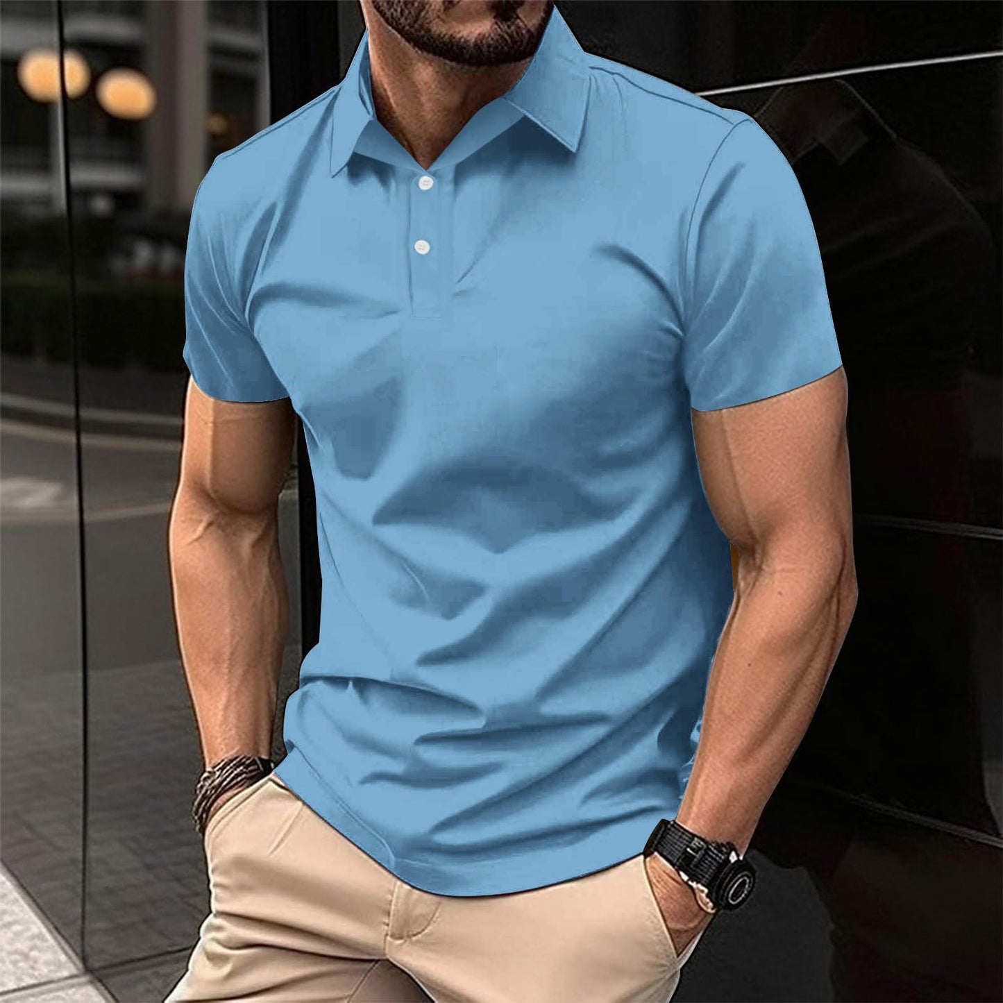 Generic Classic Polo Shirts for Men Casual Premium Short Sleeve Fitted Golf Tshirt Summer Business Collared Work Tops Lightweight Tee, Medium