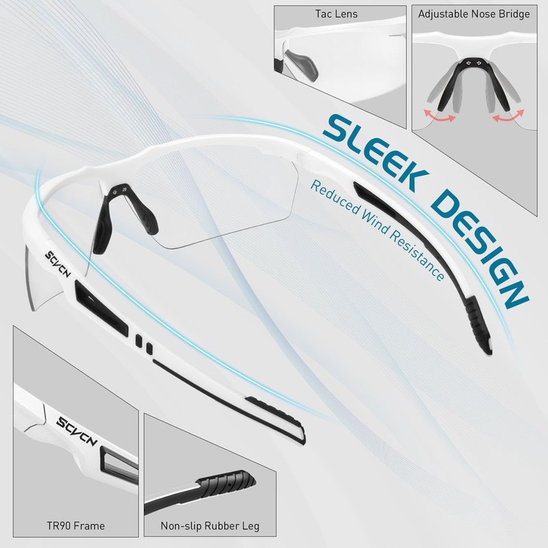 SCVCN Photochromic Sport Sunglasses Cycling Clear Glasses Men Women UV400 Protection MTB BMX Fishing Running Riding Golf Driving Bike Softball Baseball 05