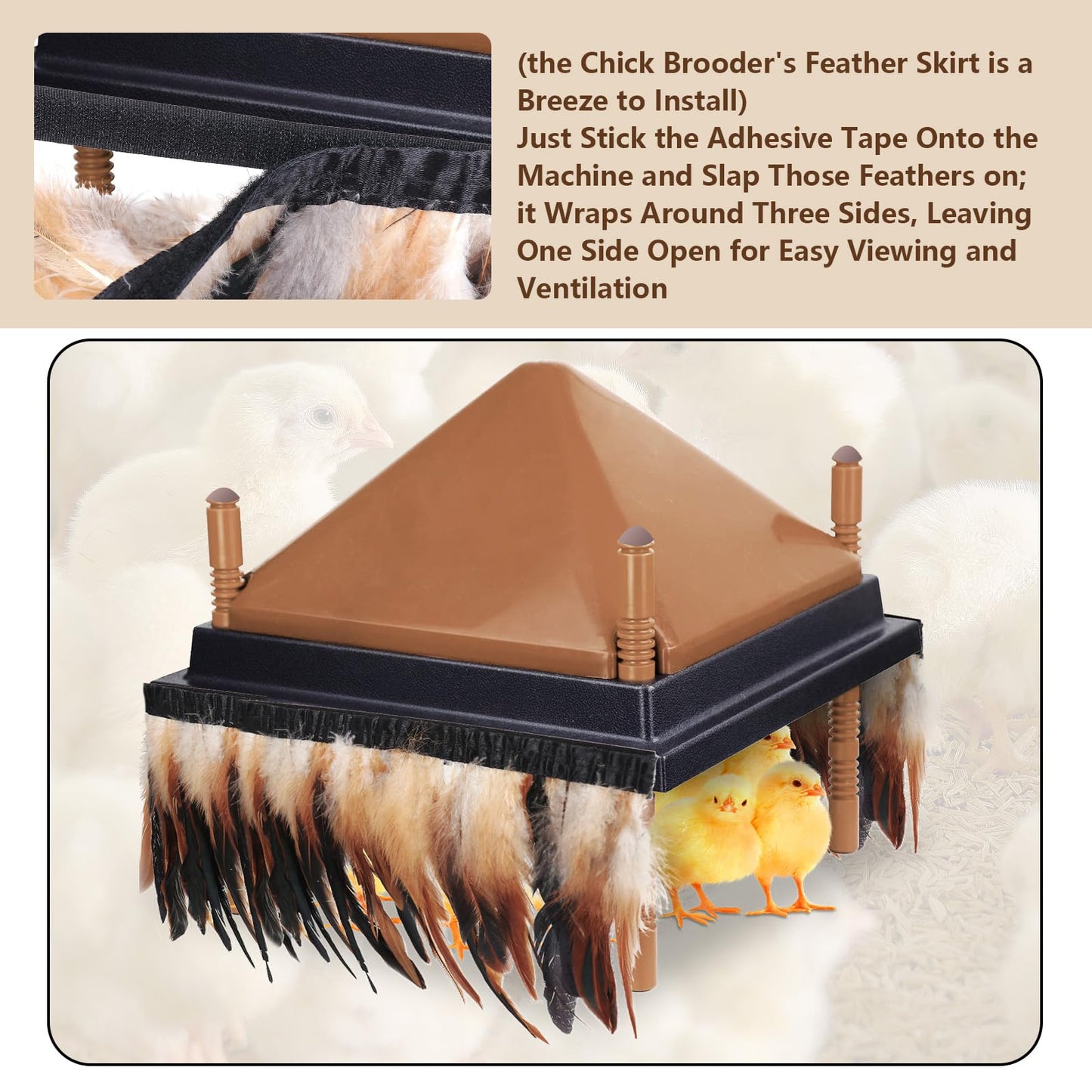 6.5FT Feathers for Chick Brooder Heating Plate,Warm and Secure As They Would Under a Mother Hen, Cuttable, Compatible with Most Chick Brooder Sizes (1Pcs 6.5FT)