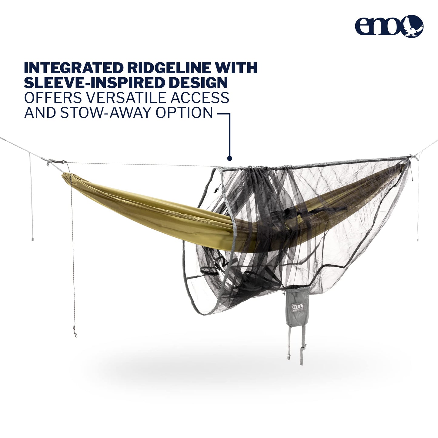 ENO Guardian SL Bug Net - Lightweight Hammock Netting - for Camping, Hiking, Backpacking, Travel, a Festival, or The Beach - Grey