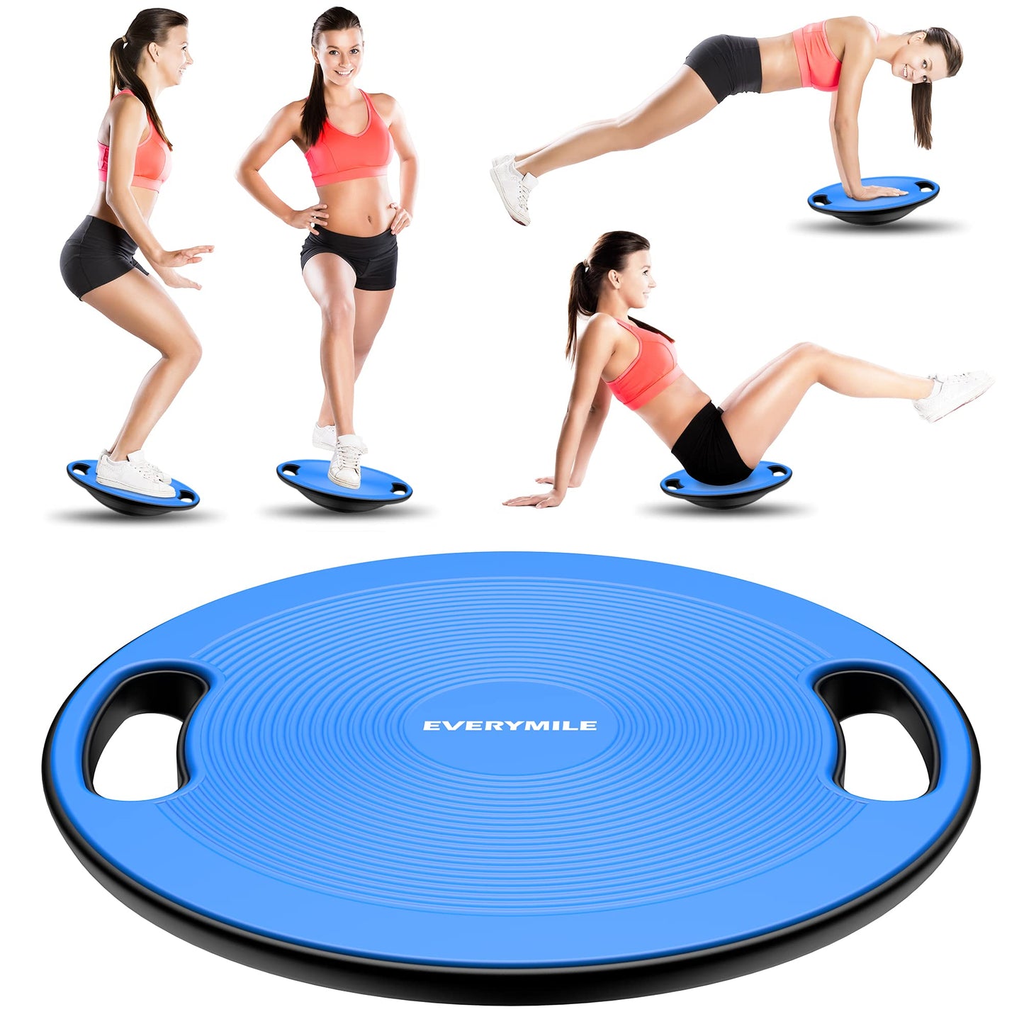 EVERYMILE Upgraded Wobble Balance Board, Exercise Board for Balance and Core Training, 16.5" TPE Non-slip Bigger Surface, Stability Board for Adults, Home Gym, Standing Desk & Physical Therapy