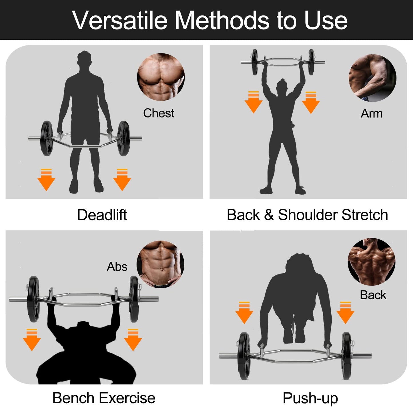 Goplus 56’’ Olympic Hex Trap Bar, Heavy Duty Barbell Trap Bar with Flat or Raised Knurled Handles for Squats, Deadlifts, Shrugs, Strength Training Weight Lifting (Sliver, fit 2’’ weight plates)