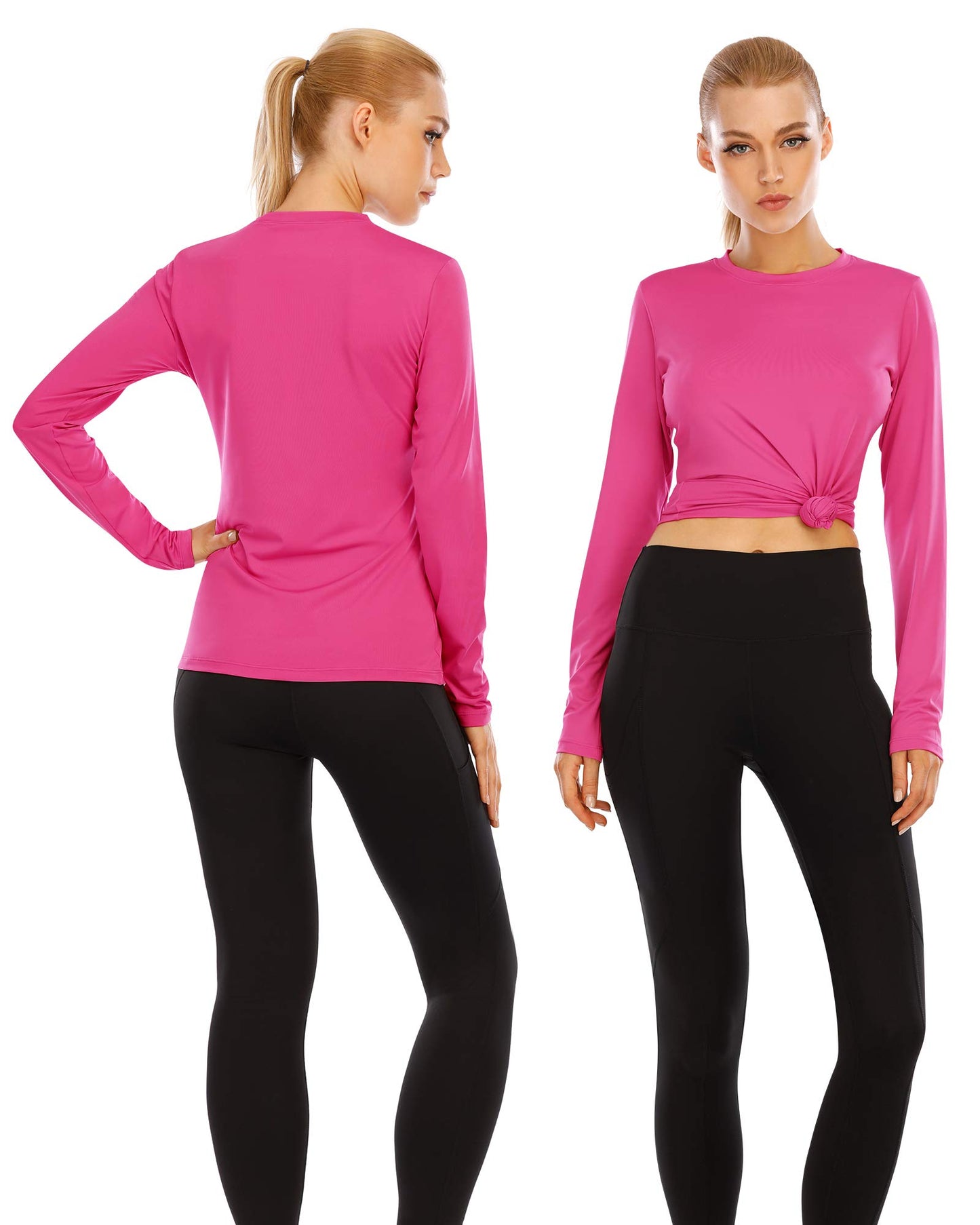 isnowood Women's Sun Protection Long Sleeve Shirts, 2 Pack UPF 50+ UV Rash Guard Swim Shirt, Lightweight Workout Hiking Tops