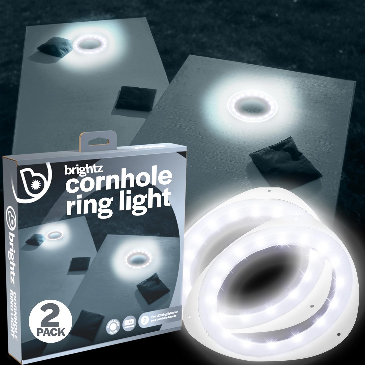 Brightz LED Cornhole Board Ring Lights, 2-Pack - Bride and Groom Corn Hole Wedding Games - Wedding Themed Cornhole Accessories for Mr and Mrs