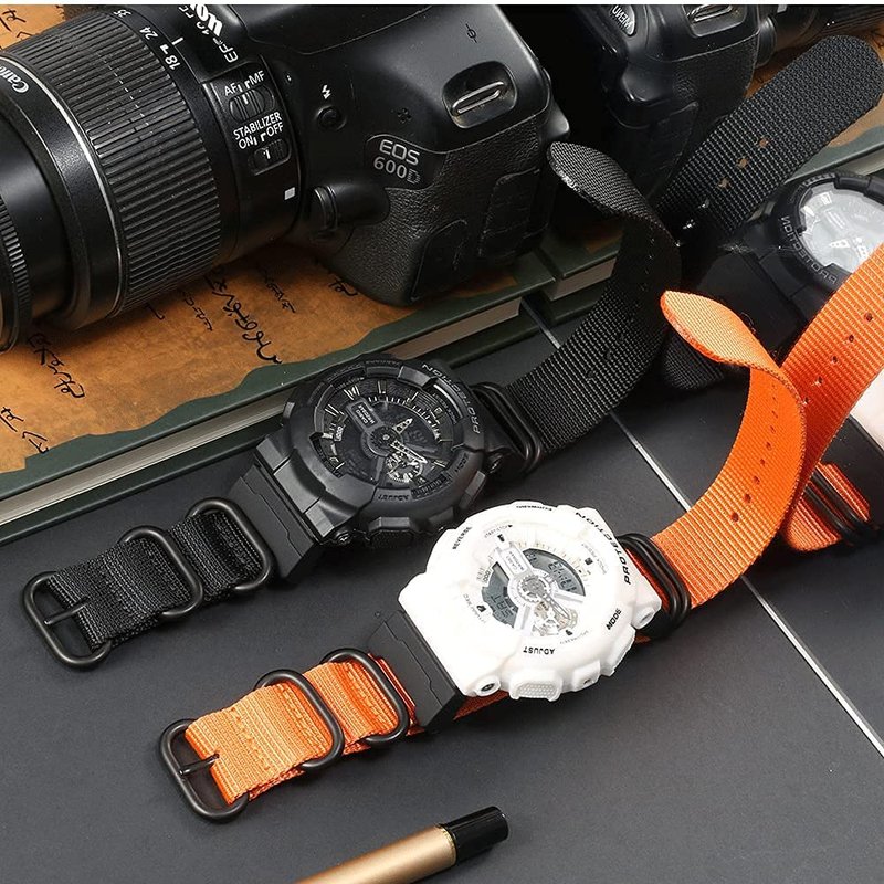 WRISTARMOR GA110 nylon band adapters Kit Replacement for Casio g shock DW-5600 DW-6900 GA700 GA100 GD120 GD110 watch band