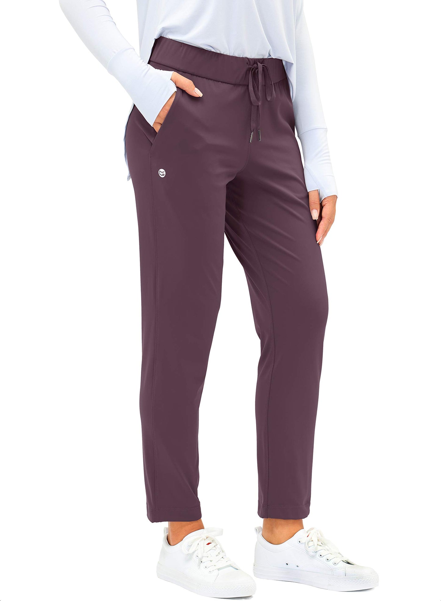 G Gradual Women's Pants with Deep Pockets 7/8 Stretch Sweatpants for Women Athletic, Golf, Lounge, Work (Wine Red, X-Large)