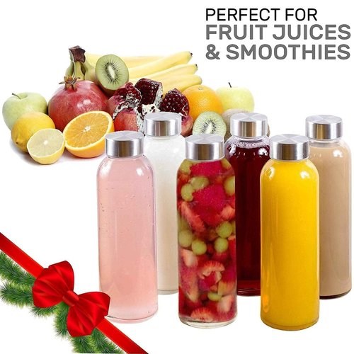 Brieftons Pack of 6 Glass Water Bottles & 6 Silicone Sleeves