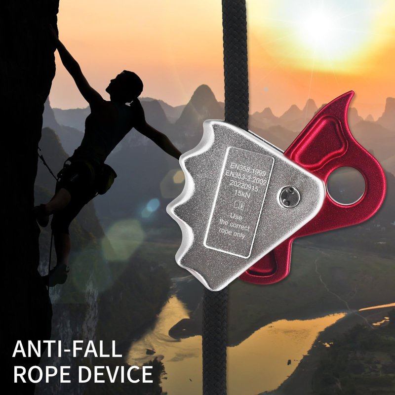NewDoar Rope Grab Ascender 15KN Riser Adjuster Fits 12mm Rope for Rocking Climbing Protection Rescue(Red)