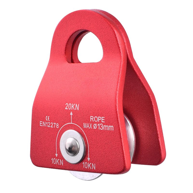 YAPJEB Micro Aluminum Pulley 20kN 8-12mm Single Swing Pulley Mobile Side Plates for Arborist Rigging Backyard Zipline Trolley (Red)