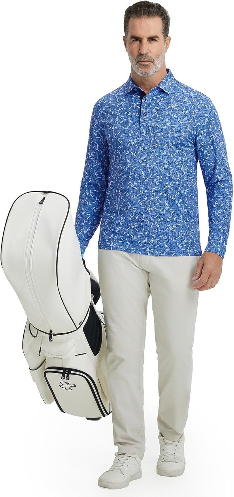 Men's Golf Shirts - Dry Fit Performance Collared Long Sleeve Polo | Moisture Wicking Casual Print