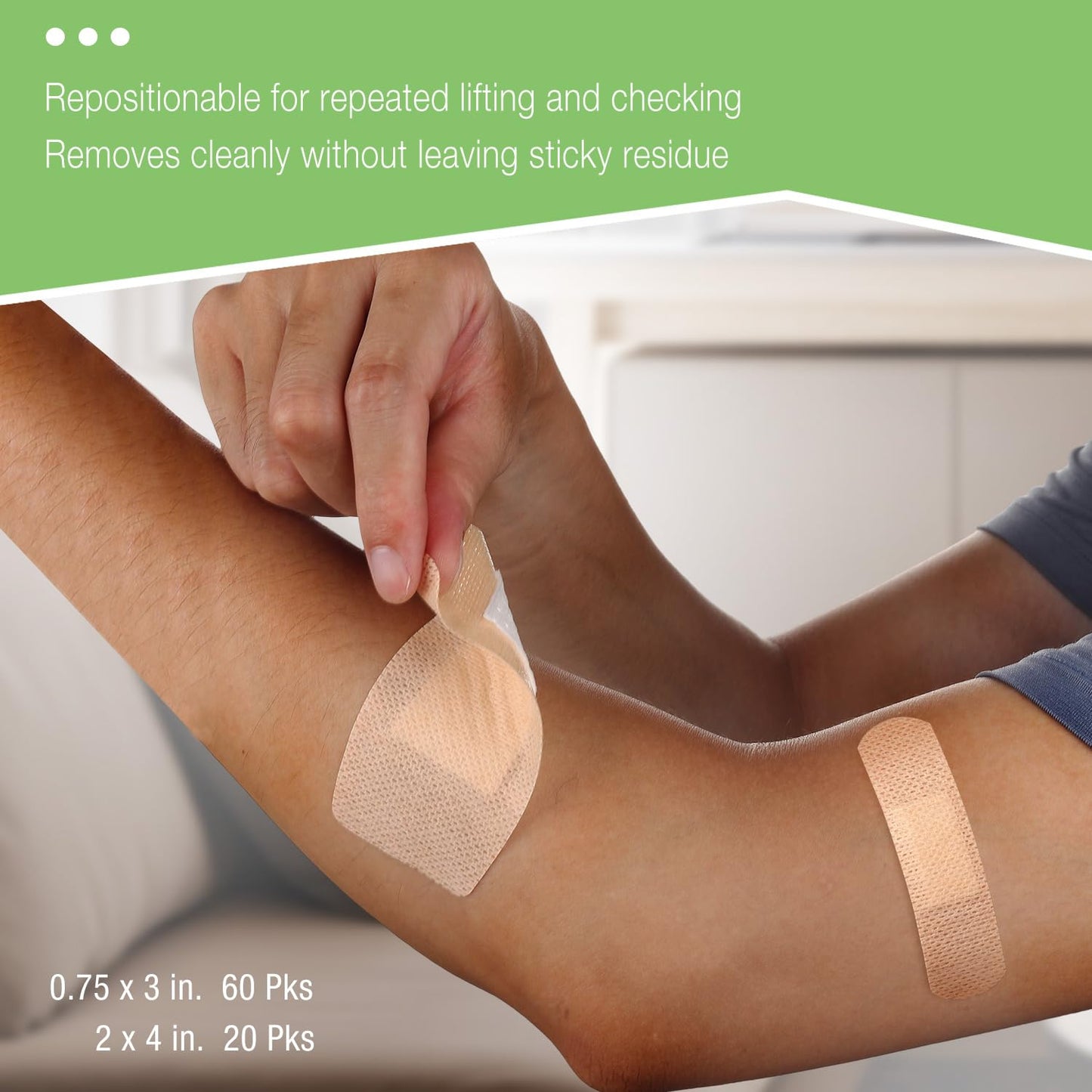 NeuHeils 80 Pks Silicone Bandages for Sensitive Skin Assorted Sizes - Small 0.75x3 (60Pcs) & Large 2x4 (20Pcs) | Non-Stick Pad, Hypoallergenic, Pain-Free Removal Wound Dressings for Fragile Skin