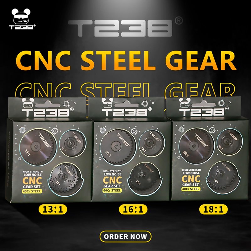 T238 Airsoft Spiral Gear Set - AEG V2 V3 Gearbox Upgrade Kit (16:1) for M4/AK/MP5/G36/P90-40Cr CNC Machined