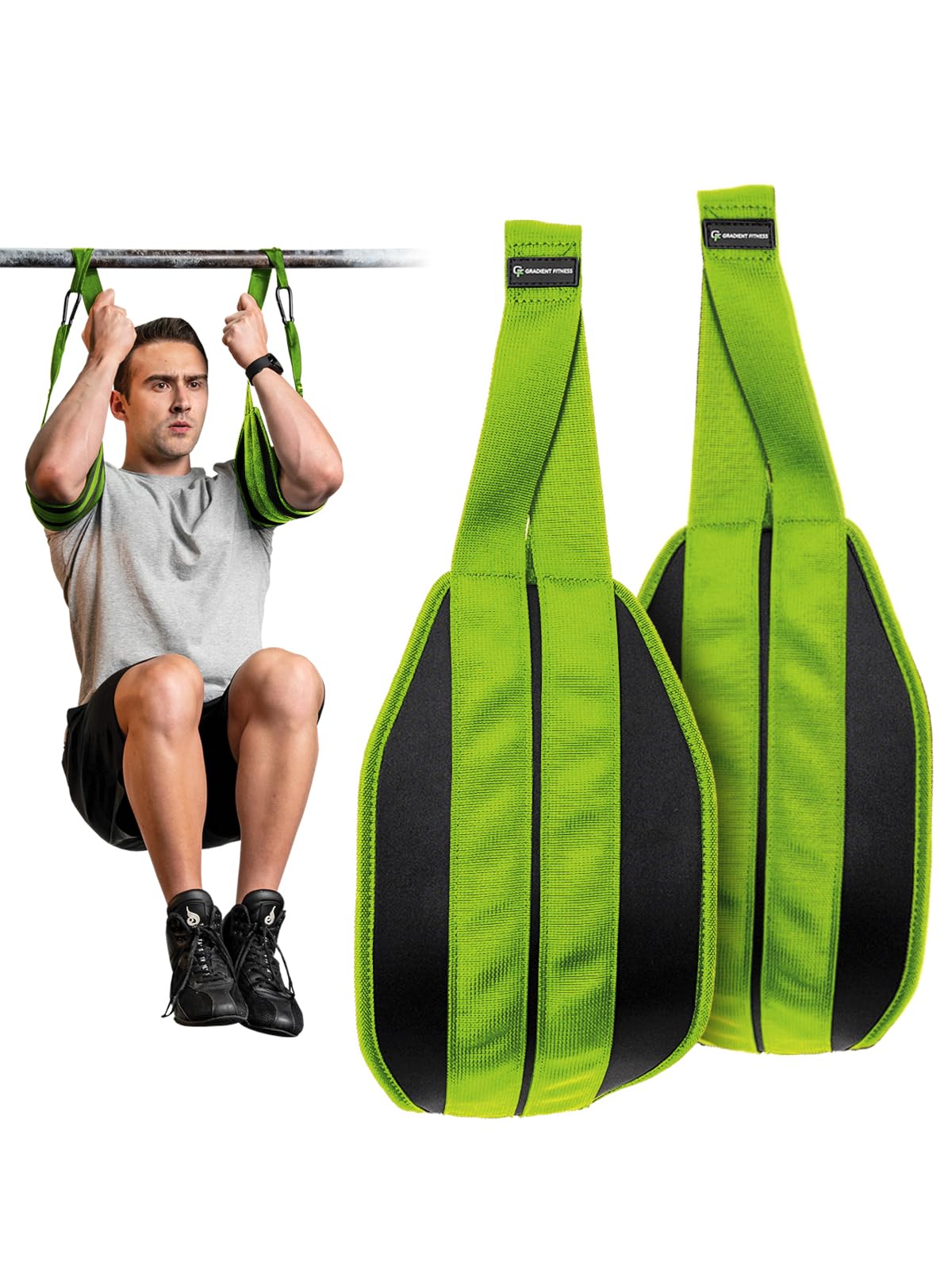 Gradient Fitness Hanging Ab Straps (2 pack), Pull Up Straps, Ab Destroyer, Ab Straps for Pull Up Bar, Ab Sling Straps, Workout Straps (Green)