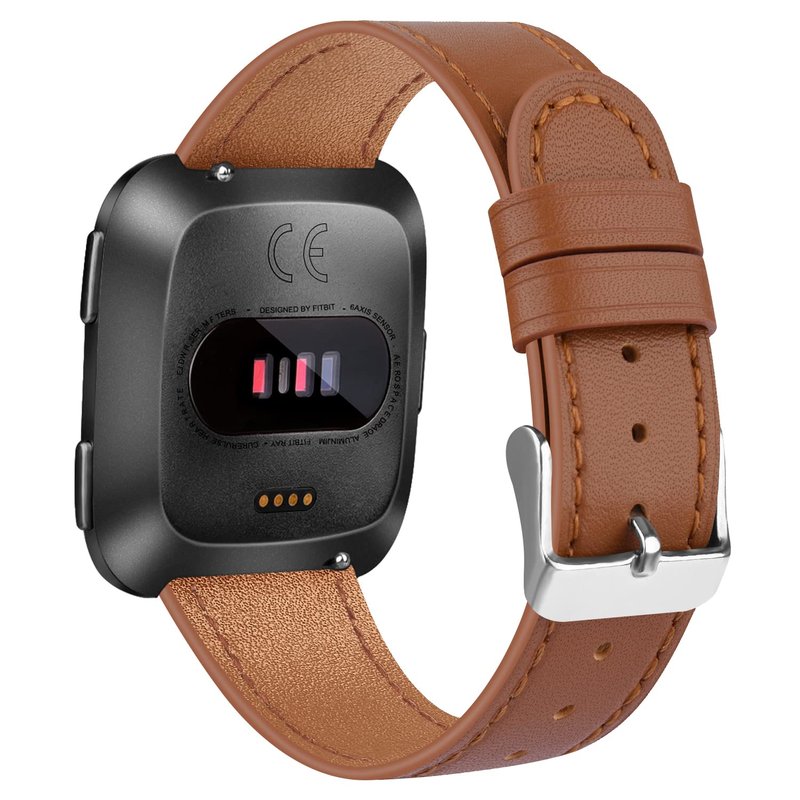 BOTNUW Leather Bands Compatible with Fitbit Versa 2 & Versa Lite Wristbands, Classic Fitbit Versa SE Replacement Leather Strap for Women & Men