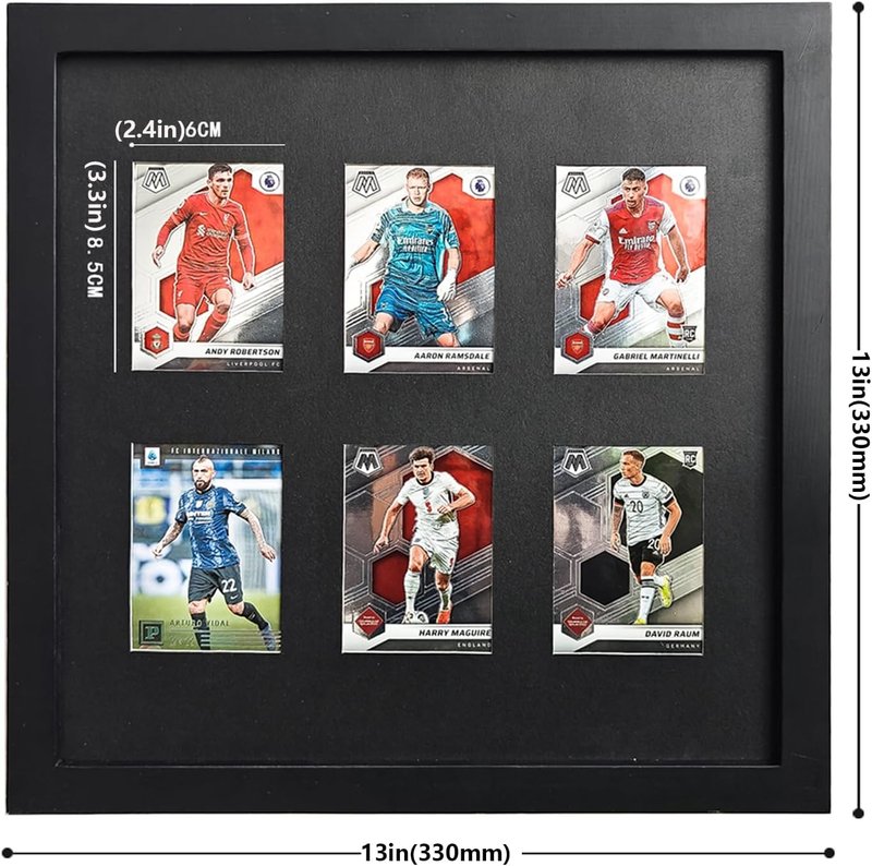 Baseball Display Card Box - 6 Graded Sports Trading Card Frames with UV Protection | Black