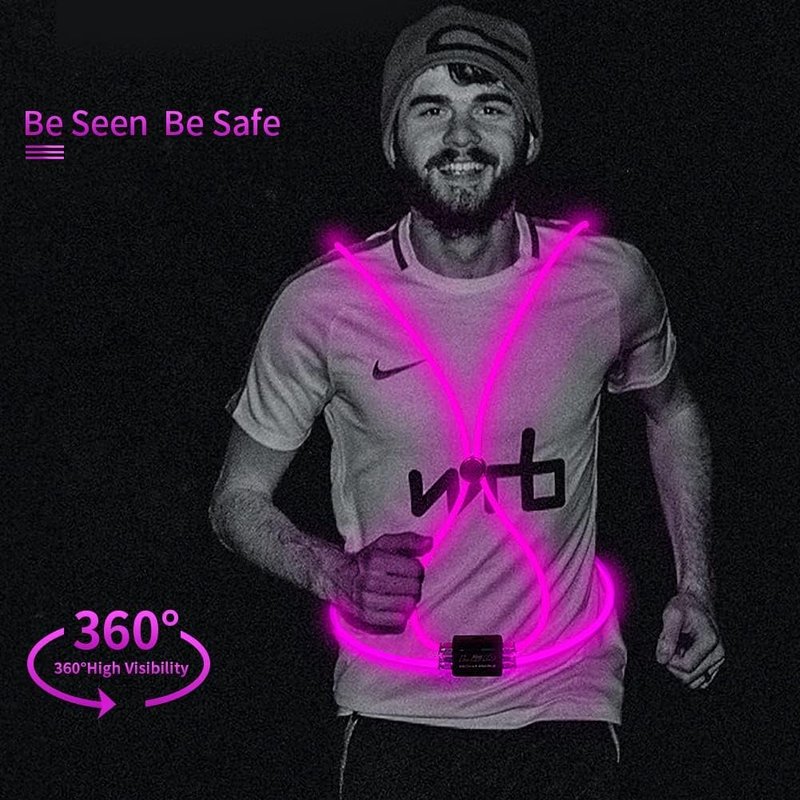 esonstyle LED Reflective Vest, Safety USB Rechargeable Running Vest for Men or Women, Three Light Modes, Waterproof LED Light Vest for Running, Cycling or Walking