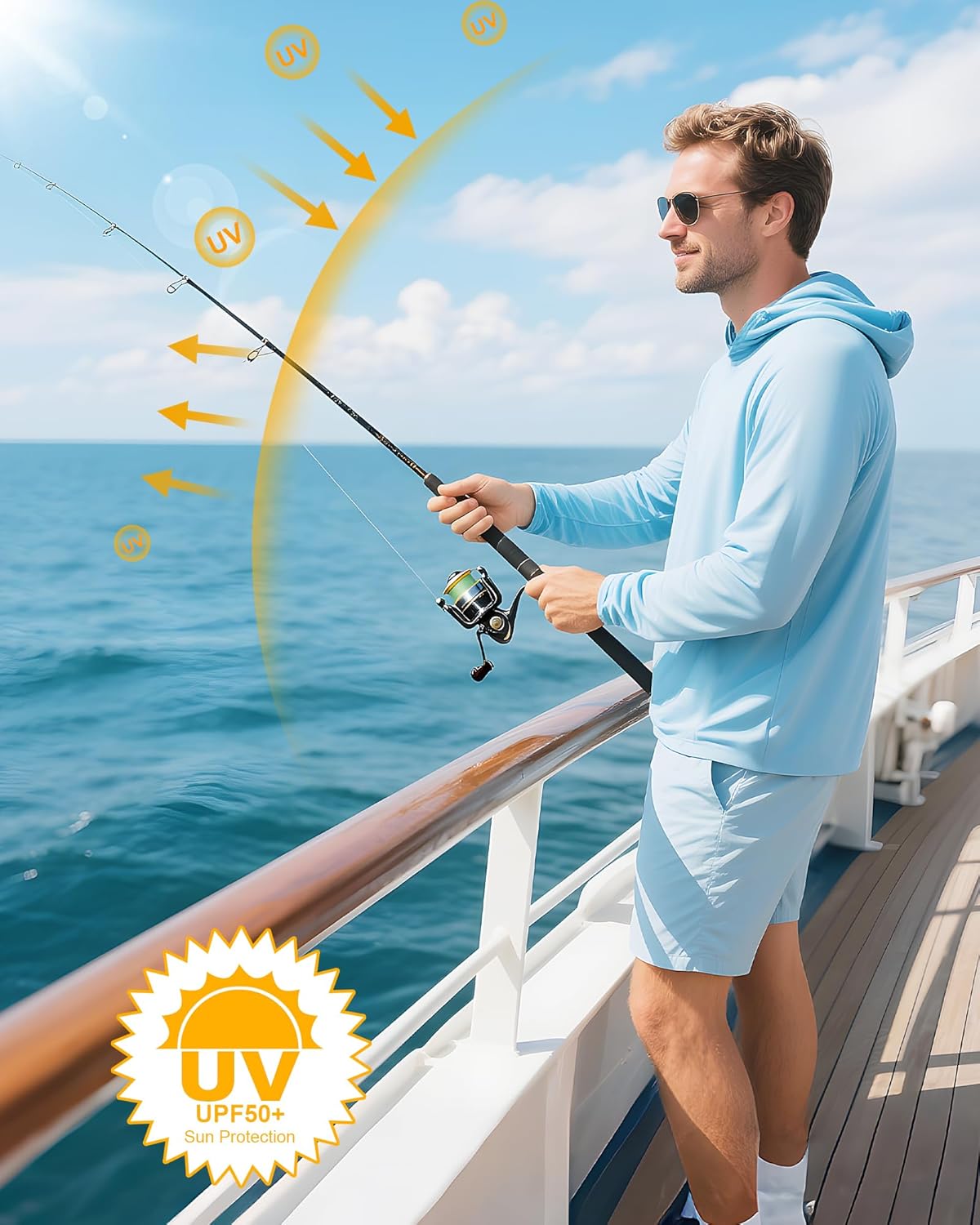 Runhit UPF 50+ Fishing Shirt for Men - Lightweight Long Sleeve Sun Protection Hoodie | Ideal for Outdoor Activities
