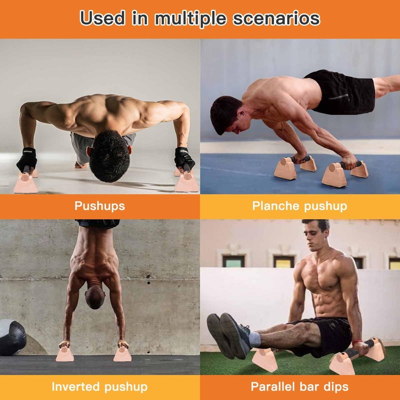 Wooden Parallettes Bars for Calisthenics - Handstand Push Up Bars for Training, L-Sit & Dip Workouts - Portable Fitness Equipment for Home Gym (Wooden, 7.88 inches)