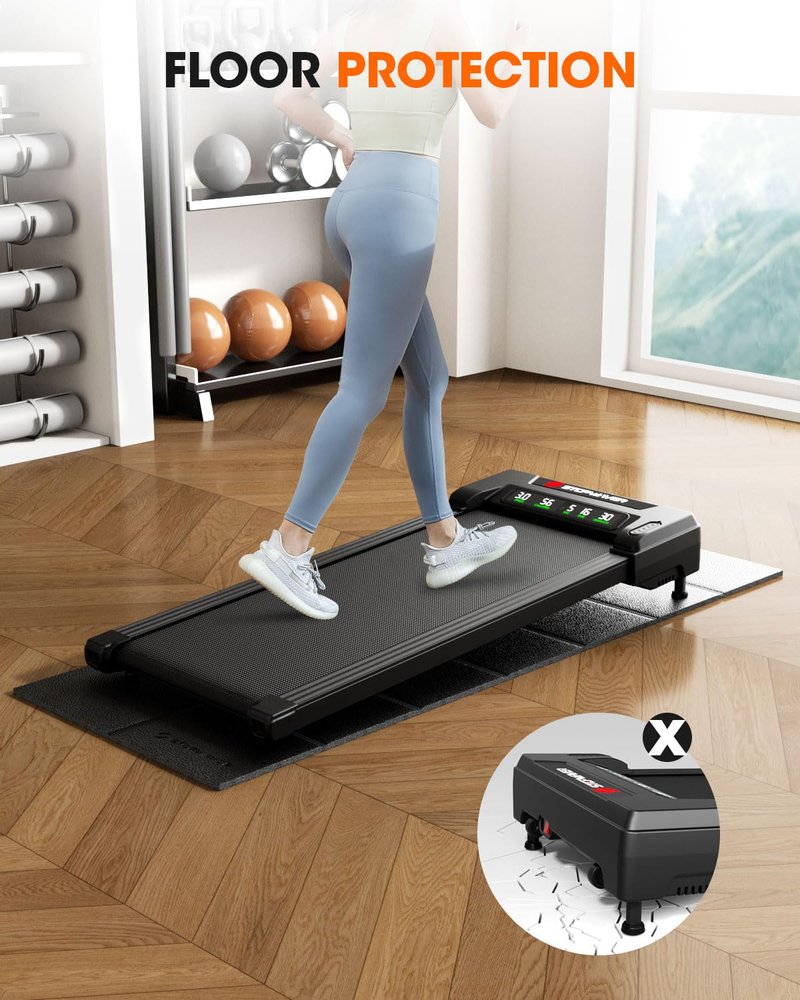 Stepwaver Walking Pad Mat for Carpet Floor, 68"x24", Treamill Mat for Hardwood Floors, High Density, 1/4 Thickness, Folable, Floor Protection Mats for Bike, Elliptical, Treadmill
