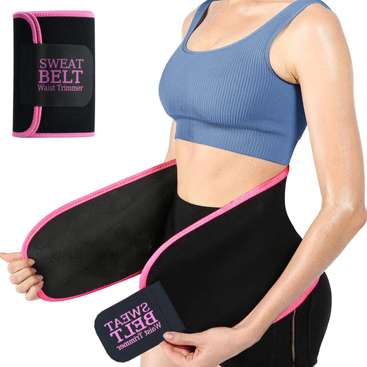 ZPP Waist Trainer for Women and Men, Neoprene Sweat Band Waist Trimmer Belt Slimming Stomach Wrap for Workout Black/Pink