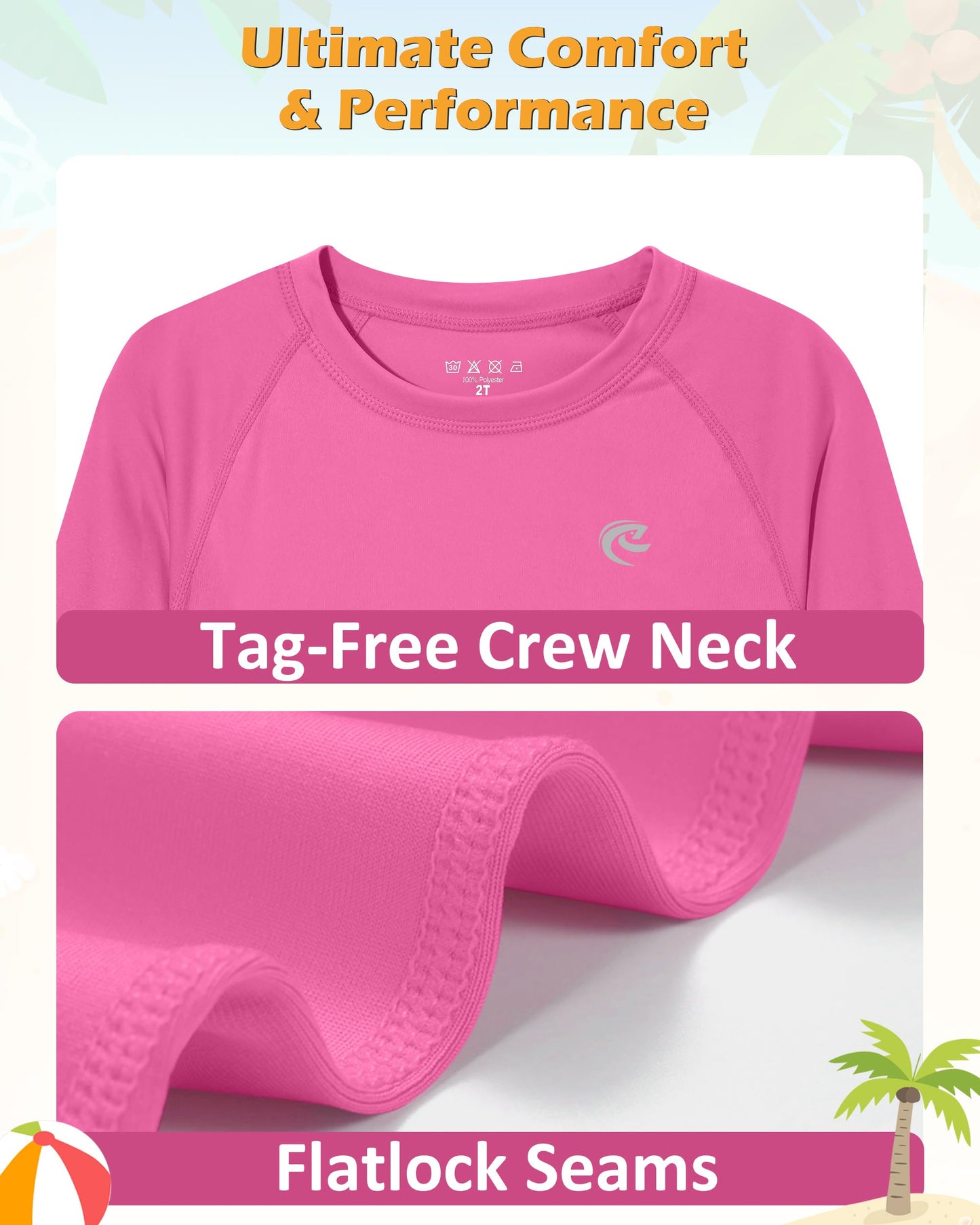 Boys UPF 50+ Swim Shirt Long Sleeve, 1 or 2 Pack UV Sun Protection Rash Guard, Youth Kids SPF Water Shirts for Beach Surf