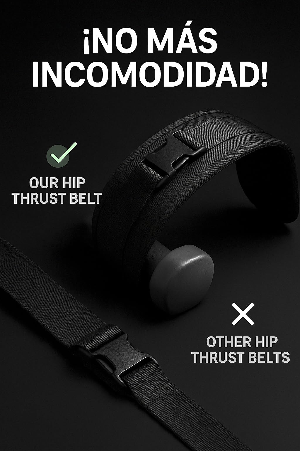 Hip Thrust Belt for Dumbbells – Glute Thrust Belt for Booty Workouts – Adjustable, Non-Slip Belt for Barbell-Free Hip Thrusts at Home or Gym – Heavy Duty Fabric with Padding