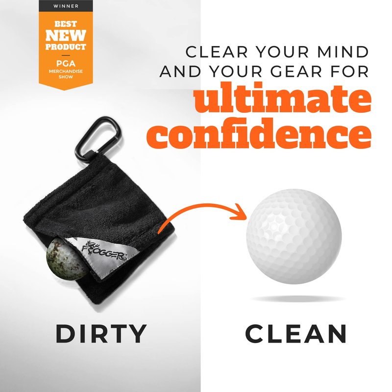 Frogger Amphibian Golf Ball Towel with Wet and Dry Technology Small Golf Ball Towels for Golf Bags with D Clip Golf Ball Accessories