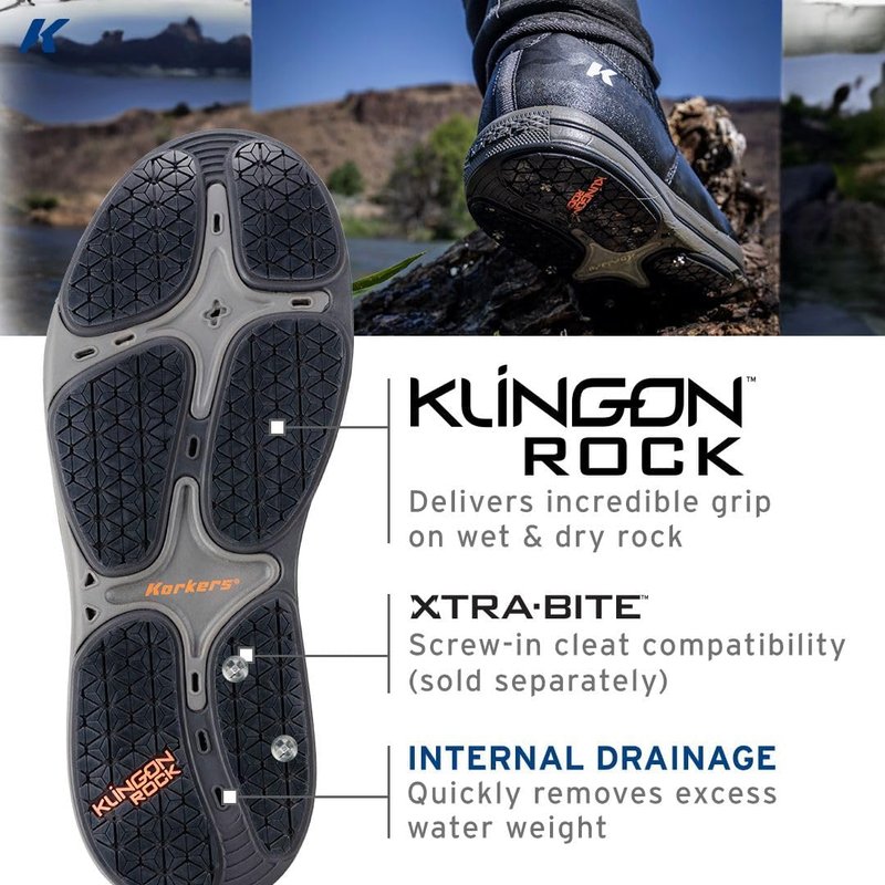 Korkers Men's Stealth Sneaker Wading Boot - Fixed Kling-On Rock Soles | Durable Fishing Footwear