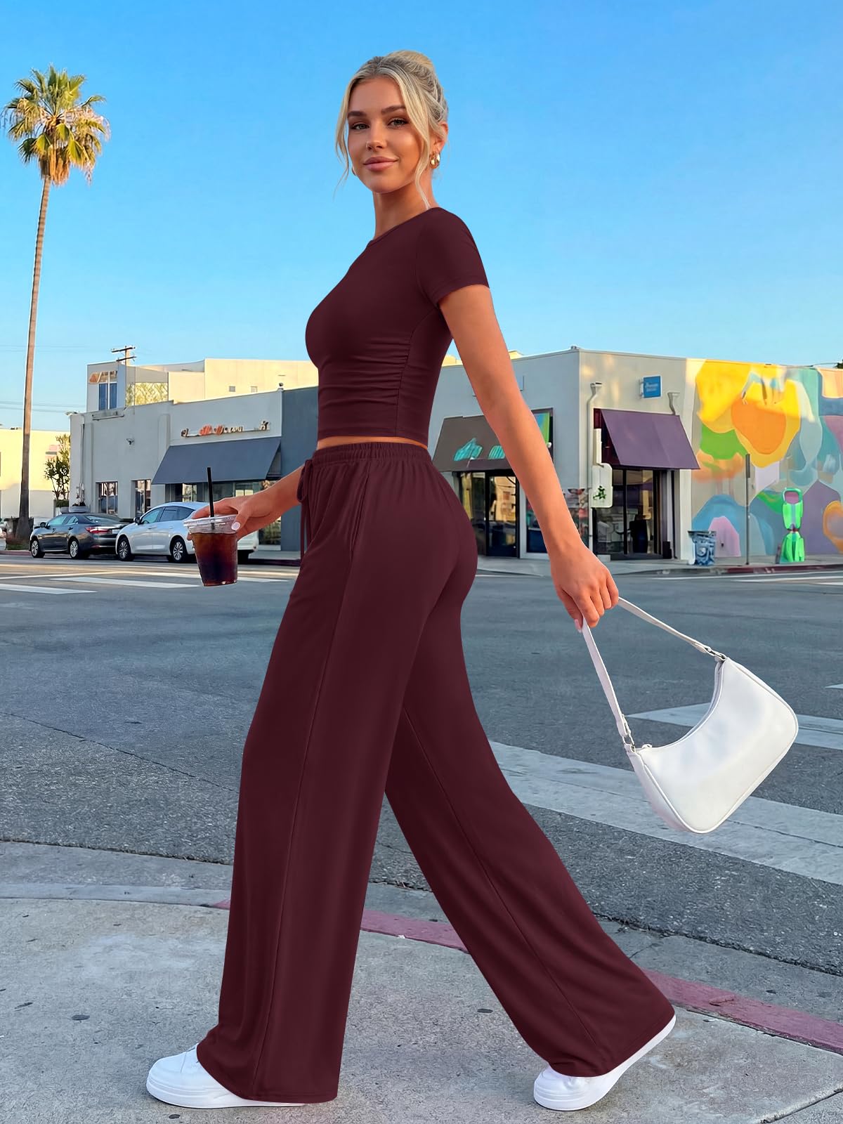 Trendy Queen Womens 2 Two Piece Set 2026 Summer Workout Vacation Gym Clothes Spring Fashion Lounge Matching Airport Travel Outfit Resort Wear Fitness Athleisure Clothing