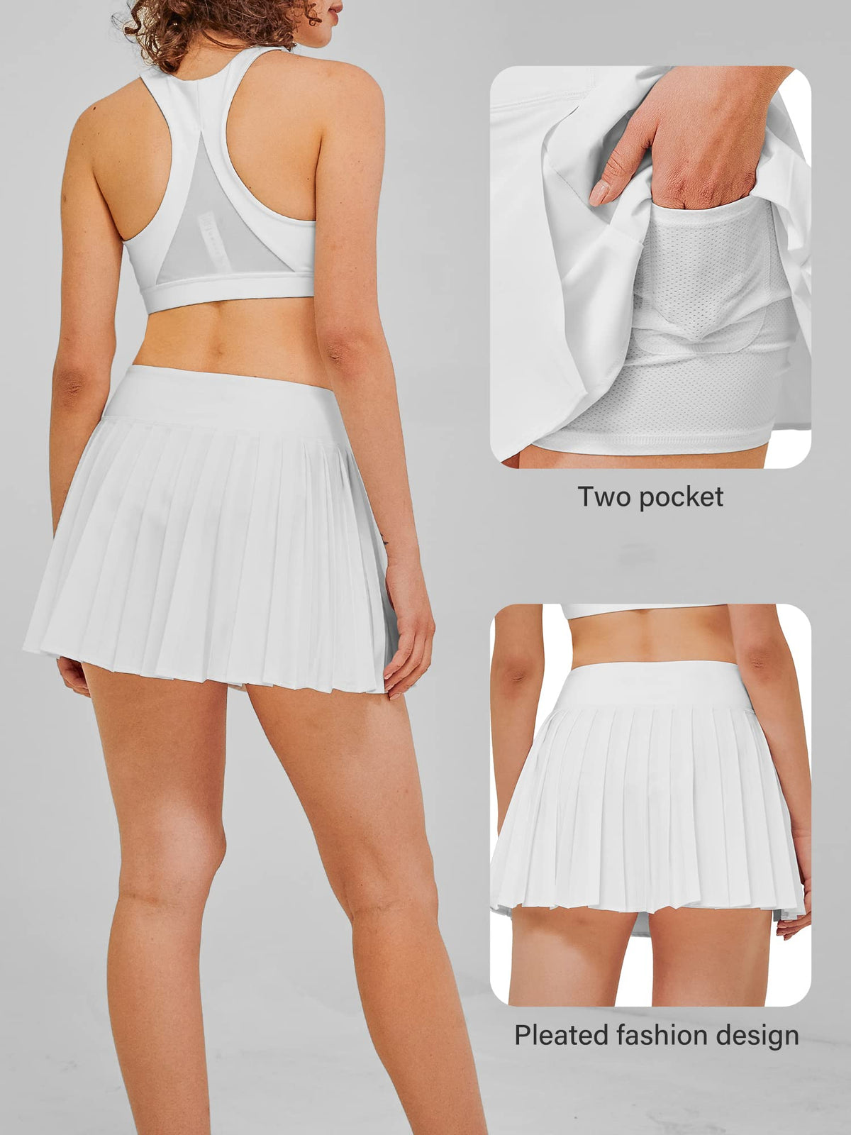 Stelle Women's High Waisted Pleated Tennis Skirts Golf Skorts with Inner Shorts for Athletic Running Workout Pickleball Black
