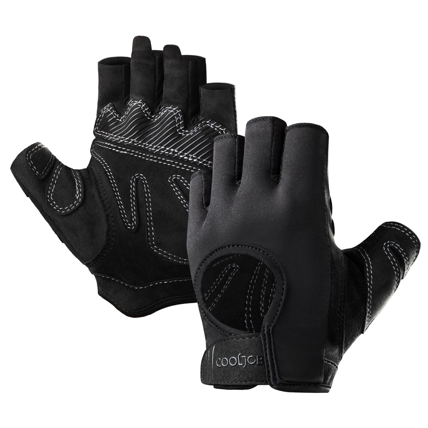 COOLJOB Full Palm Protection Workout Gloves for Men and Women, Breathable Exercise Gloves for Cycling, Gym, Fitness, Hanging, Pull ups (Black, XL)