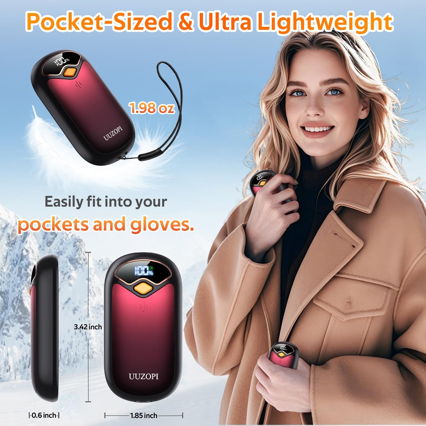 Hand Warmers Rechargeable - Magnetic Electric Hand Warmer 2 Pack, LED Display, 4 Settings Fast Heating Reusable Portable Heater Handwarmers for Golf Hunting Camping Essentials, Gifts for Men Women