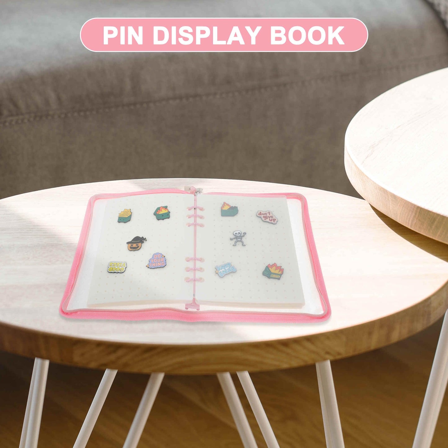 CAPASTEC Portable Pin Book Collections Travel Pin Trading Display Book Pink Pin Case