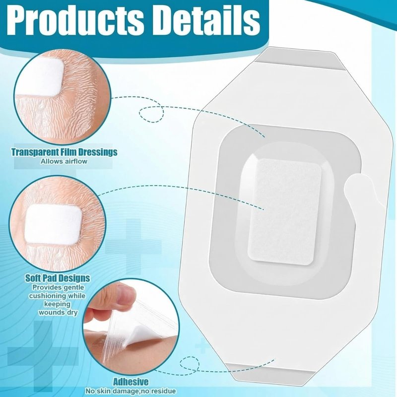 Geiserailie 30 Pack Transparent Film Bandage with Pad, Waterproof Adhesive Bandages, Cover Patches, Clear Film for Showering, Swimming, Tattoo(2.36 x 2.76 Inches)