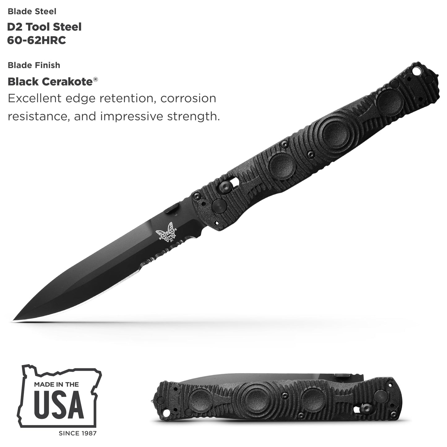 Benchmade - SOCP 391SBK Tactical Knife with Graphite Black CF Elite Handle (391SBK)