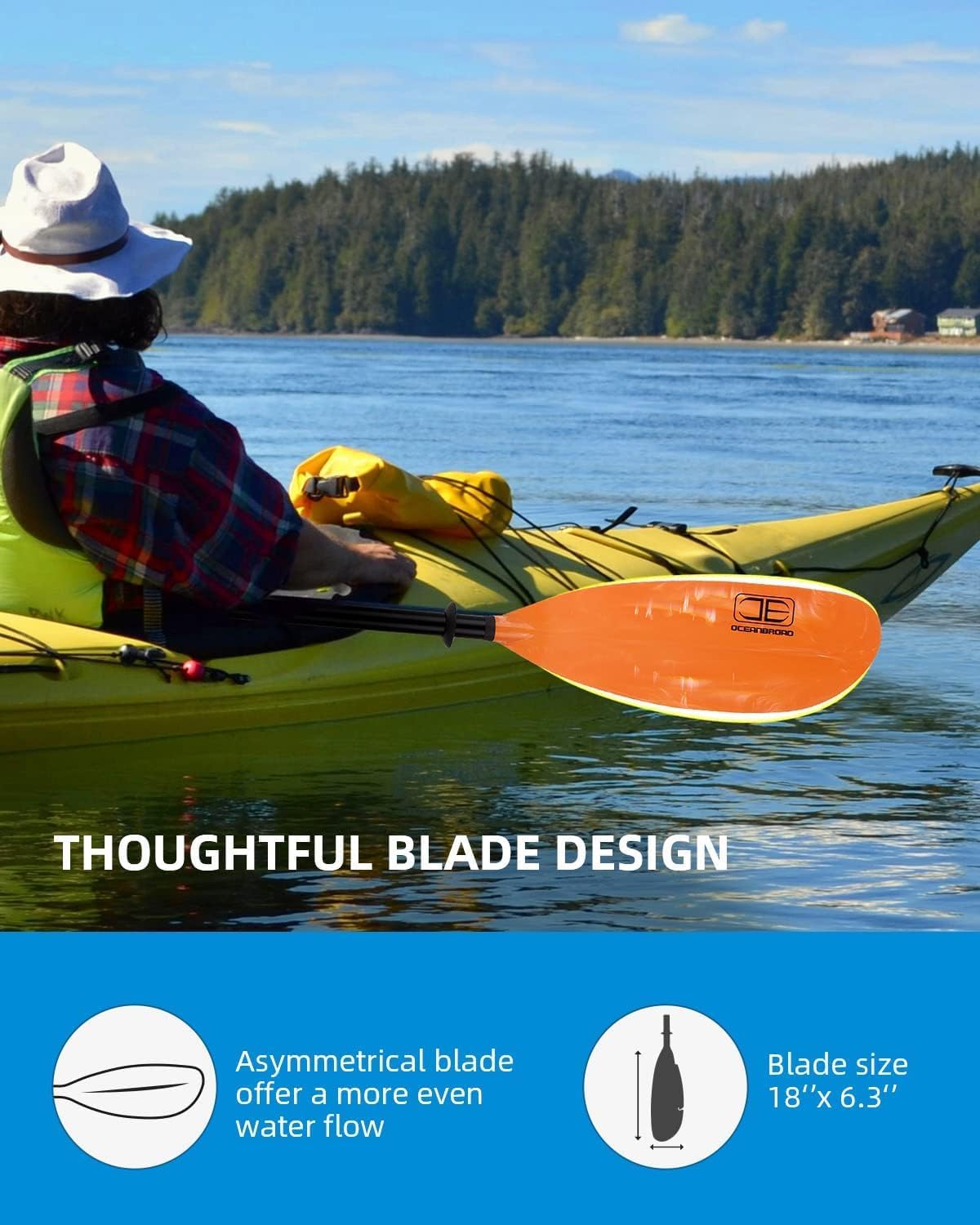 Adjustable Fishing Kayak Paddle - 94in to 102in Aluminum Alloy Shaft with Paddle Leash