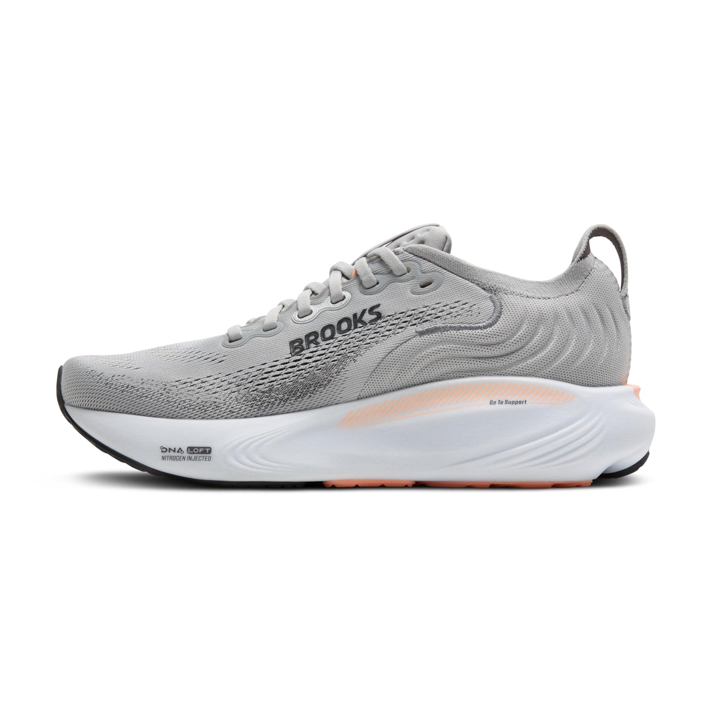 Brooks Women’s Adrenaline GTS 25 Supportive Running & Walking Shoe - Grey/Blackened Pearl/Coral - 6 Medium