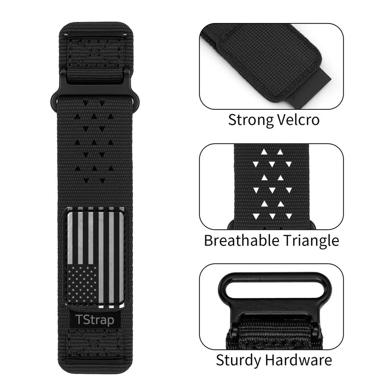 TStrap Nylon Sport Watch Band - Stars-Stripes Flag Quick Release Watch Straps for Men Women - Athletic Military Smart Watch Bracelet Replacement - Correa para Reloj Hombre - 18mm 20mm 22mm