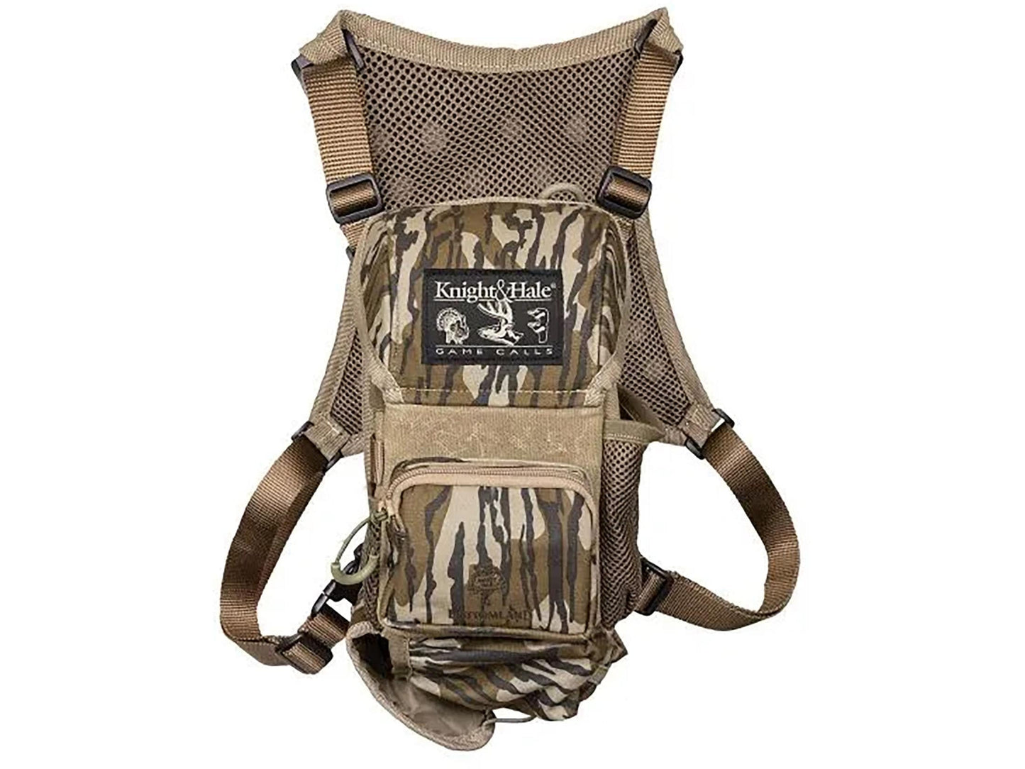 Knight & Hale Run N’ Gun® 150 Chest Rig, Mossy Oak® Original Bottomland® - Adjustable Universal-Fit Harness with Magnetic Reversible Flap - Multiple Pockets - Fits 42mm Binoculars