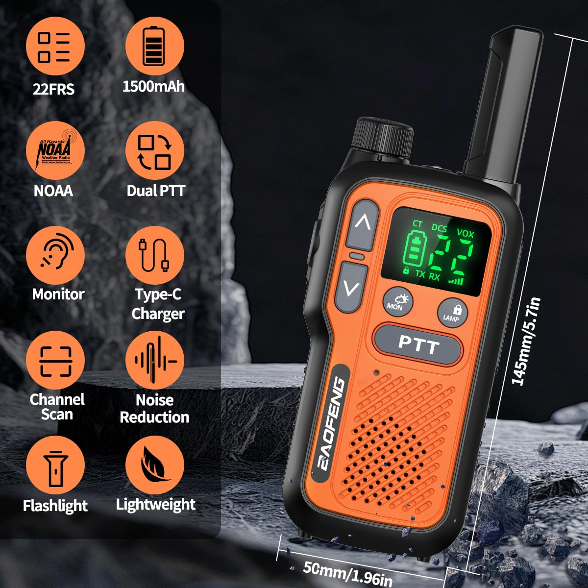Walkie Talkies 6 Pack Long Range for Adults, Rechargeable FRS Cruise Walkie Talkies with Earpiece, Portable NOAA Emergency 2 Way Radios with 1500mAh, Flashlight, USB-C Charger for Family Camping