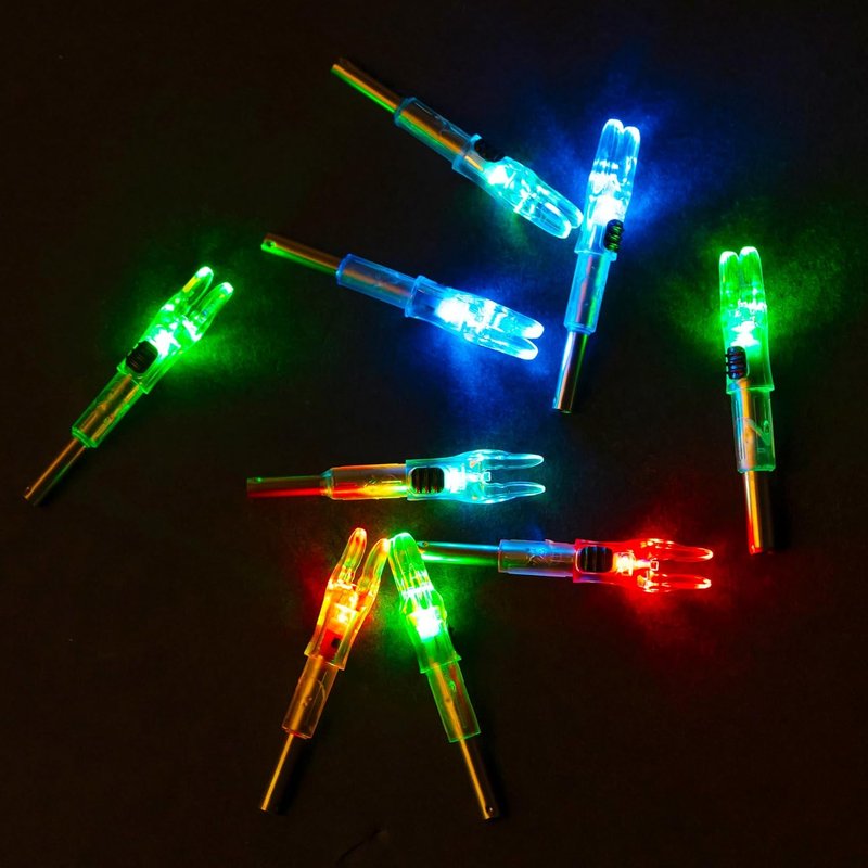 Lighted Nocks for Arrows - 12 Pack Universal Fit .204/.233/.244/.246 | ON/OFF Switch for Archery Hunting