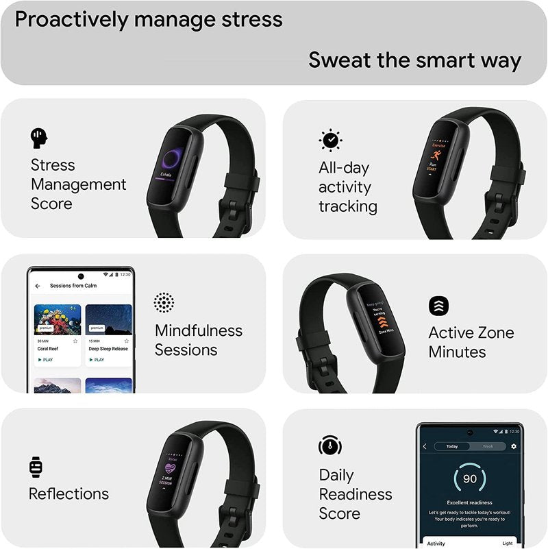 Fitbit Inspire 3 Fitness Tracker - Heart Rate & Sleep Tracking | Black, Includes Bands & Accessories
