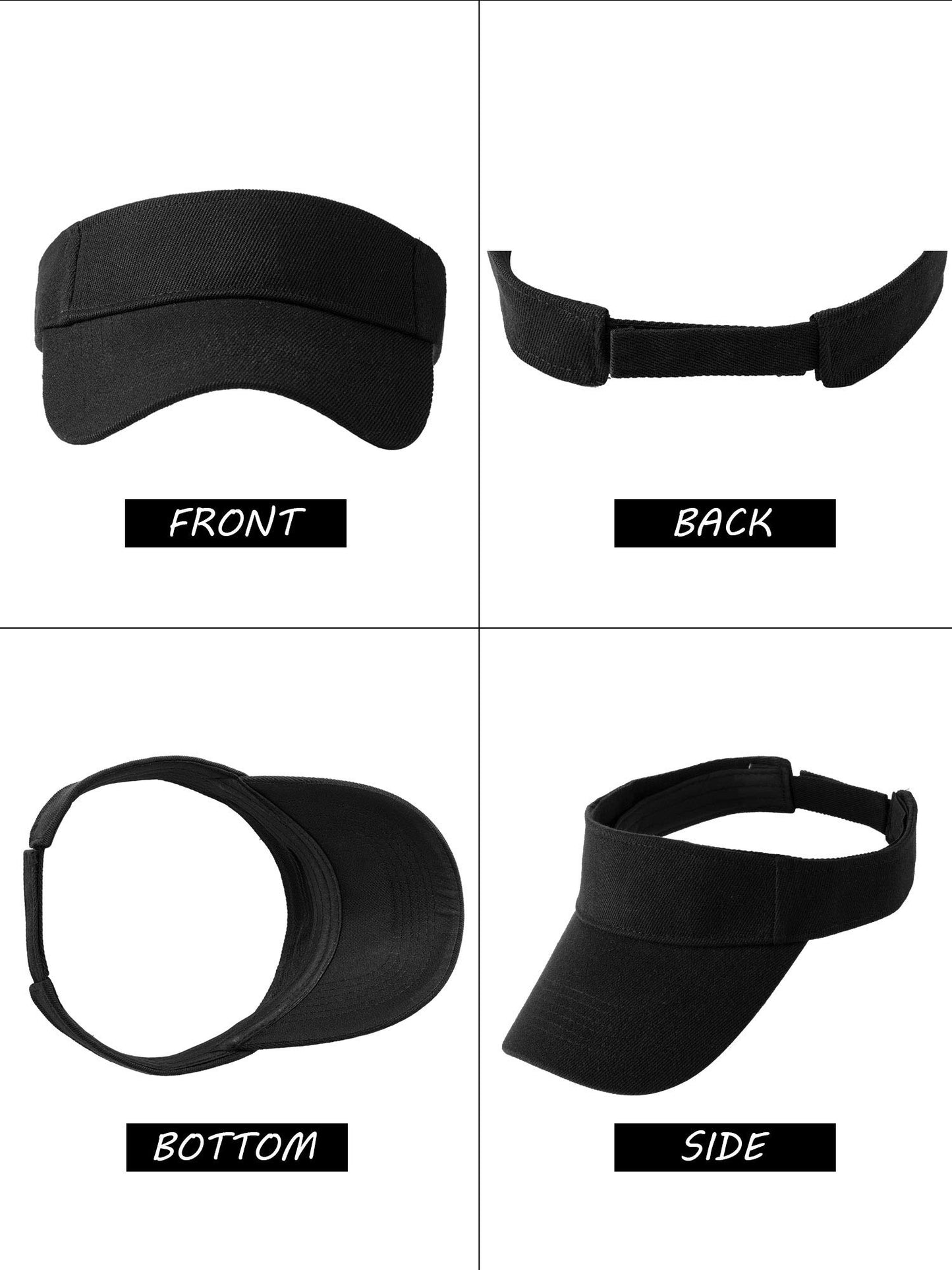 5 Pieces Sport Wear Athletic Visor Sun Visor Adjustable Cap Men Women Sun Sports Visor Hat (Navy, Black, White, Khaki, Light Gray)