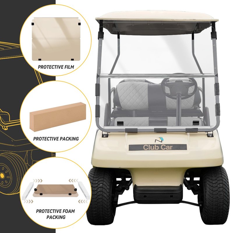 SAMXOMAP Yamaha Golf Cart Windshield for 2007-2016 Yamaha G29/Drive, Transparent Foldable UV Protection and Shock Resistant Acrylic Windshield