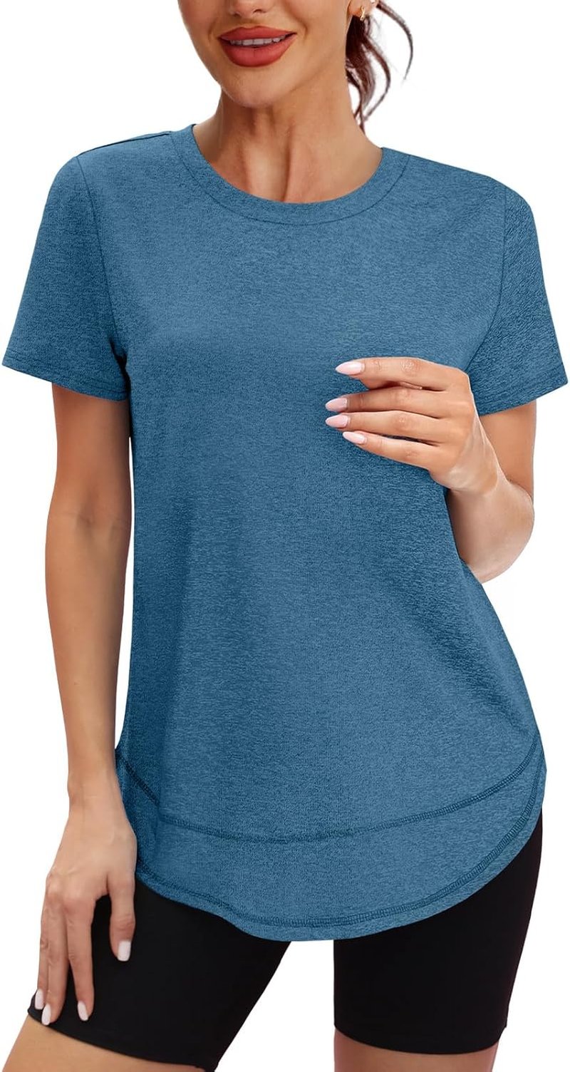 Womens Workout Tops - UPF 50+ Sun Protection Short Sleeve Shirts | Quick Dry Hiking & Running Outfits S-3XL