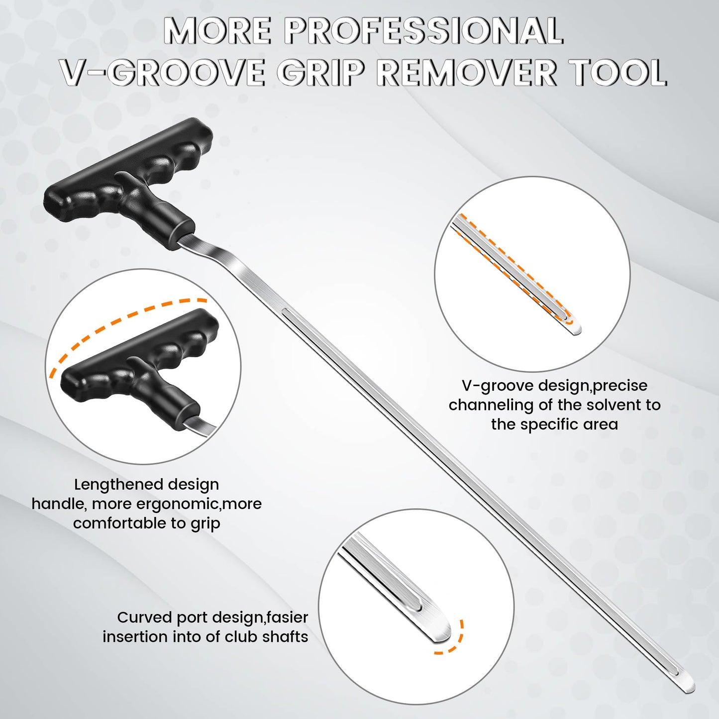 Seticek Golf Grip Removal Tool, 12" V-Groove Grip Remover Saver Gripping Tool,High-Carbon Steel Golf Club Grip Remover Tool,Golf Gifts for Men